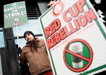 More than 1,000 Starbucks workers strike at 65 stores on Red Cup Day